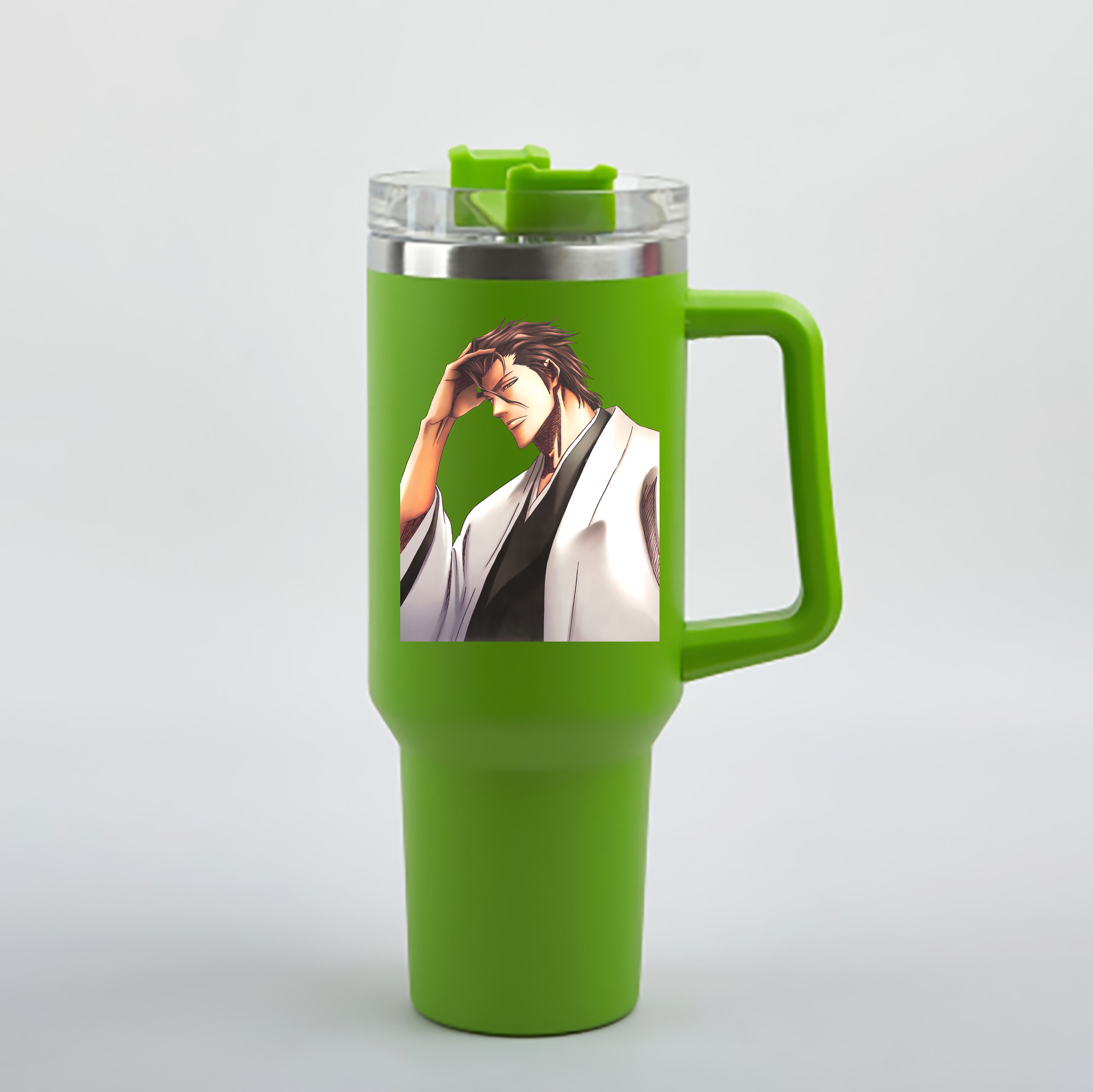 （画像用） ブリーチ 藍染 惣右介（あいぜん そうすけ） BLEACH Aizen Sousuke 1200mL車用タンブラー - クリスタルステッカー（プラスチックストロー付き）